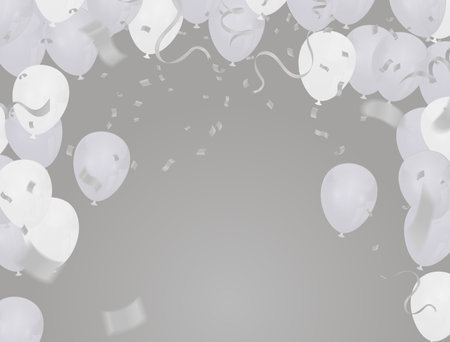 Happy Birthday balloons Gold celebration background with confetti.のイラスト素材