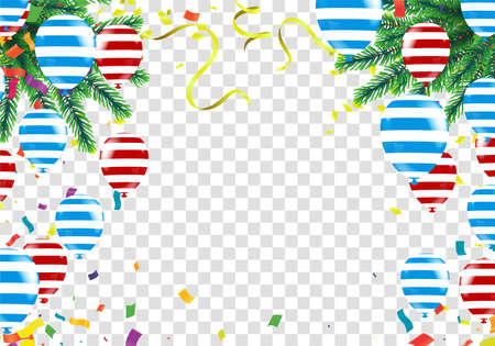 Birthday and celebration banner colorful balloons, falling confetti for poster, invitationのイラスト素材