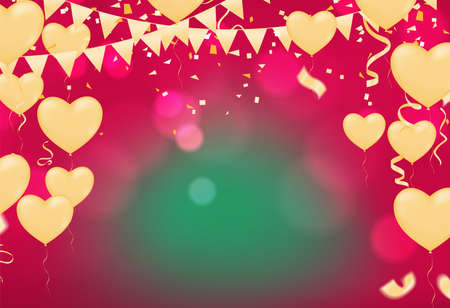 Happy Birthday. Design template with Bunch of colorful balloons, falling confetti for poster, invitationのイラスト素材