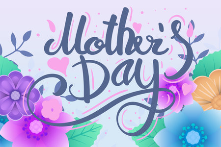 Mother's Day Calligraphy with flowerのイラスト素材