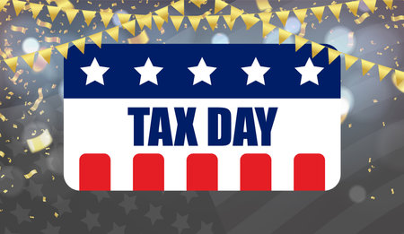 Vector illustration of Tax day design over background.United states flagのイラスト素材
