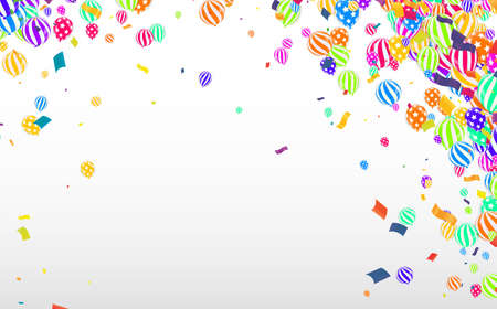 Gold balloons and Celebration template with confetti and gold ribbons.のイラスト素材