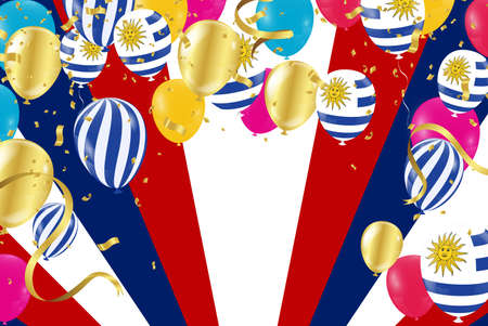 Uruguay Independence Day Patriotic Design. Balloons in Uruguayan National Colors .Uruguay balloonsのイラスト素材