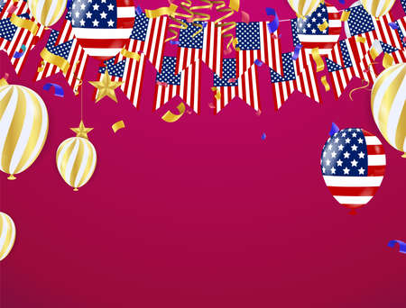 Gold balloons and Celebration background template with confetti and gold ribbons. luxuryのイラスト素材