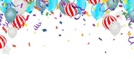 Party banner with blue balloons background. grand Opening Card luxury greeting richのイラスト素材