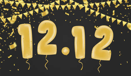 Party balloons 12-12-shopping day. SPECIAL OFFER Supper sale. shopping onlineのイラスト素材