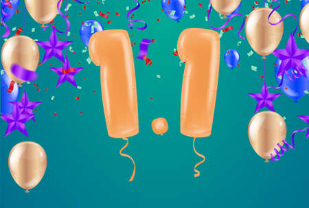 Party balloons 11.11 shopping day. SPECIAL OFFER Supper sale. shopping onlineのイラスト素材