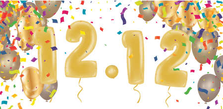 Party balloons 12-12-shopping day. SPECIAL OFFER Supper sale. shopping onlineのイラスト素材