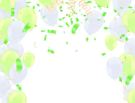 Vector holiday festive celebration background with confetti greenのイラスト素材