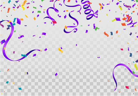 Happy Birthday purple celebration background with confetti.のイラスト素材