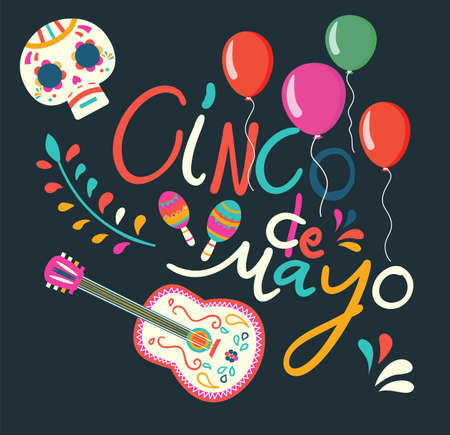 Cinco de Mayo federal holiday in Mexico. Fiesta banner and poster design with flags, flowers,...