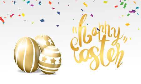 Happy Easter greeting card. Eggs composition on  background.Decorative eggs. Easter greeting card.のイラスト素材