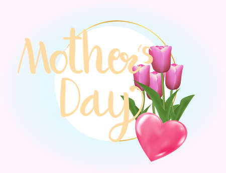 Happy Mother's Day Calligraphy with flower Background.Vector.のイラスト素材