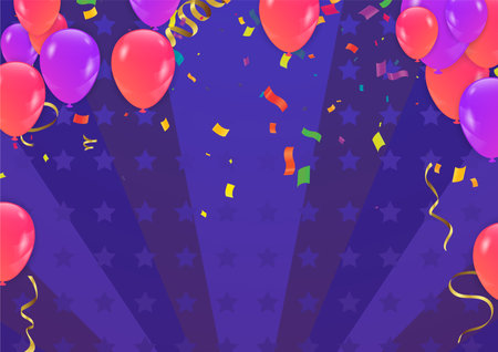 Modern birthday background Colorful  balloon with and confettiのイラスト素材