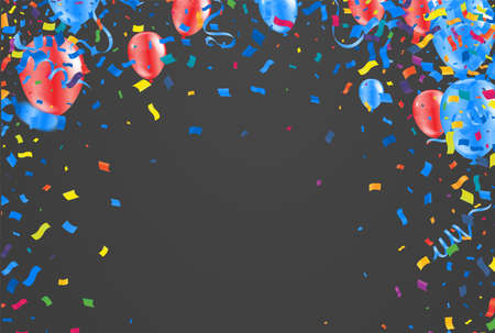 balloons red and blue design template   space for text illustrationのイラスト素材