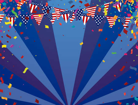 Kids party USA with balloons on backgroundのイラスト素材