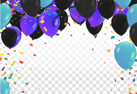 balloons black and blue design template   space for text illustrationのイラスト素材