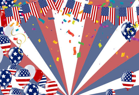 Kids party USA with balloons on backgroundのイラスト素材