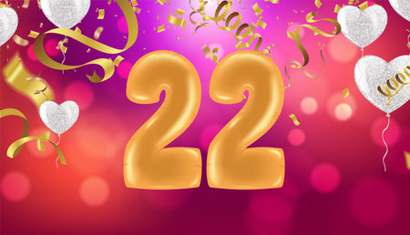 Happy Birthday Abstract Background with Shining Colorful Balloons. Party, Presentation, Sale, Anniversary and Club Design with Bokeh Elements, Happy Banner. Vector illustrationのイラスト素材