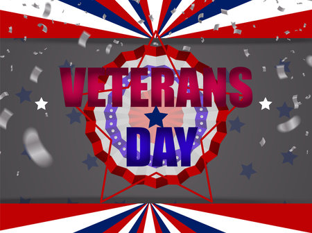 USA Veterans day background. Vector abstract grunge brushes flag with text. Template illustration. Place for text.のイラスト素材