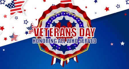 USA Veterans day background. Vector abstract grunge brushes flag with text. Template illustration. Place for text.のイラスト素材