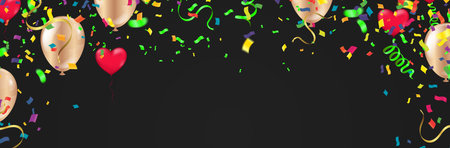 Birthday Balloons Flying for Party and Celebrations With Space for Message Isolated in Backgroundのイラスト素材