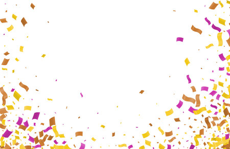 Colorful confetti on a white background. Illustration of a drop of shiny particles. Decorative element for your design.のイラスト素材