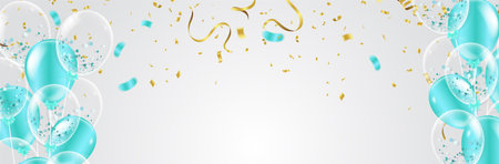 Party banner with blue balloons background. grand Opening Card luxury greeting richのイラスト素材