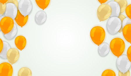Vector illustration of white, orange, yellow and silver balloons background.のイラスト素材
