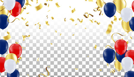 Celebration background with balloons and confetti. Vector illustration.のイラスト素材