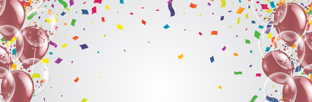 Celebration background with balloons and confetti. Vector illustration.のイラスト素材