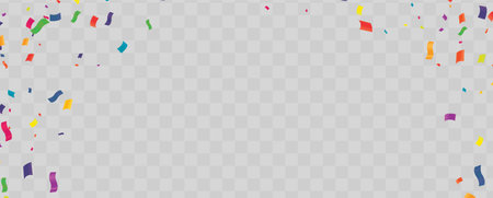 Confetti background. Colorful confetti on transparent background. Holiday vector illustration.のイラスト素材