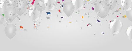 Celebration background with balloons and confetti. Vector illustration.のイラスト素材