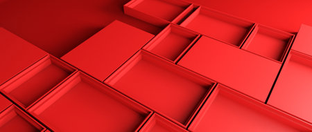 3D rendering background illustration. abstract geometric red conceptual space for the presentation of minimal productsの写真素材