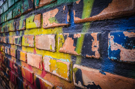 The old brick wall paintings の写真素材