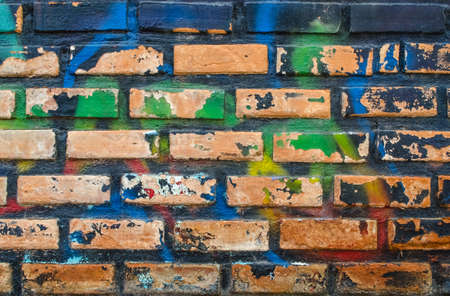 The old brick wall paintings の写真素材