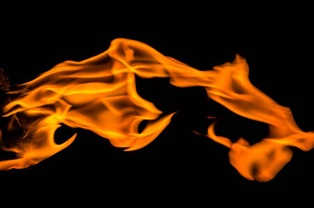 Fire flames on a black backgroundの写真素材