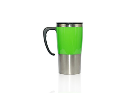 Aluminum mug isolated on whiteの写真素材
