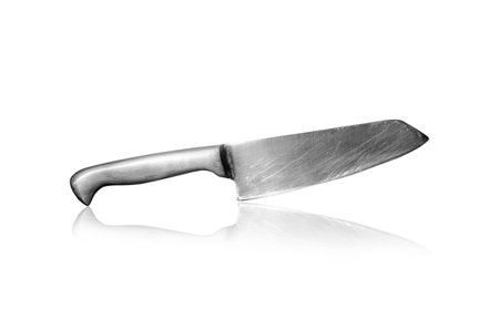 old Kitchen knife on a white background