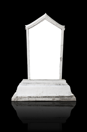 old Empty sign on concrete wall black background の写真素材