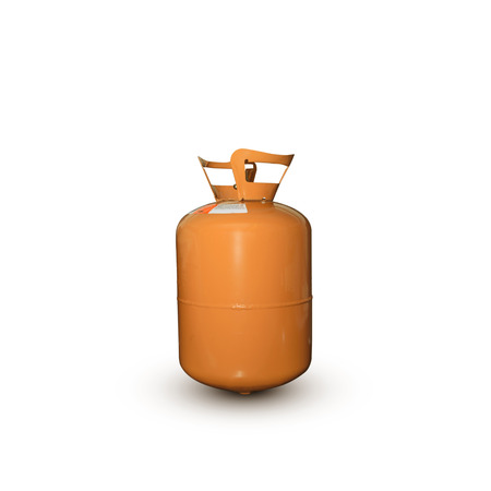 refrigerant old gas tank orange r404 on white background の写真素材