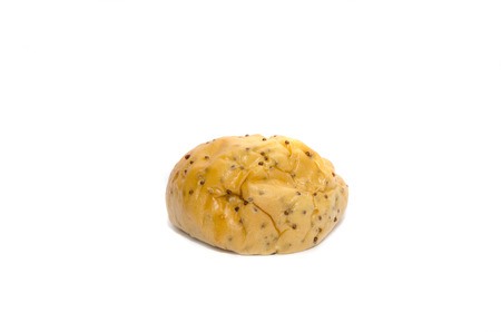 Bread cubes with sesame,Hamburger bun on a white background