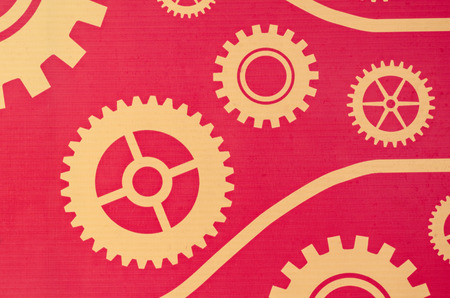 gears printed on the old fabric for the background 