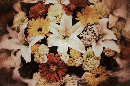 Vintage Flowers, flowers made of fabric colorfulの写真素材