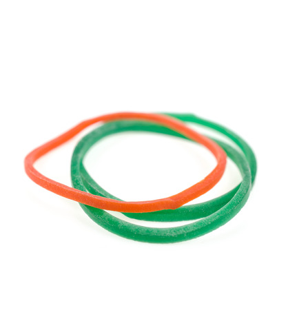 Elastic bands on a white backgroundの写真素材