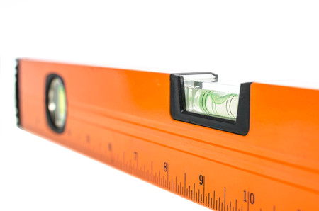 long orange building level on white backgroundの写真素材