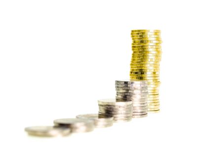 The financial concept Money gold coins graph