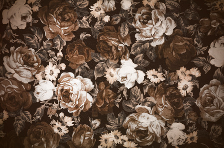 Fragment of colorful retro tapestry text, Fragment of colorful retro tapestry textile pattern with floral ornament useful as backgroundの写真素材