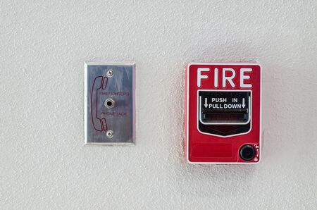 Fire alarm box with Fire Fighter telephone connector portの写真素材
