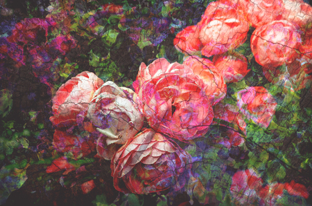 colorful retro flower for printing textile pattern with floral ornament useful as backgroundの写真素材